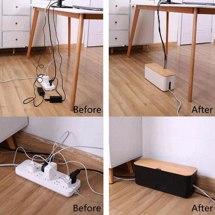 Skanto | Snor Ryddig Bambus Kabel Organizer Boks