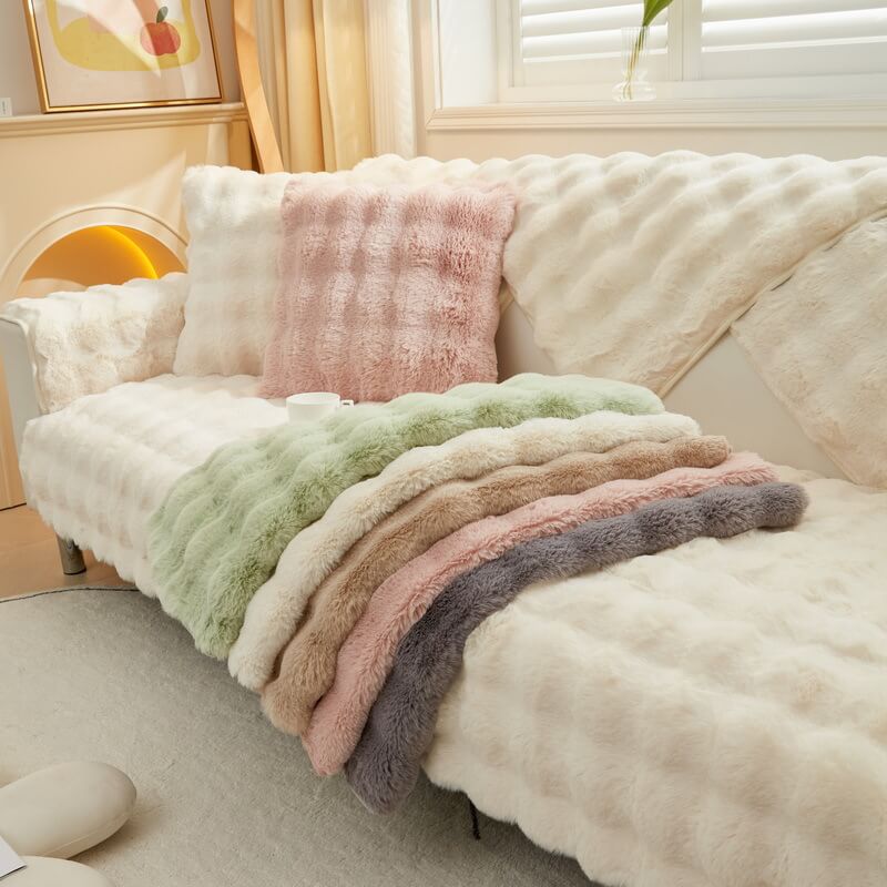 Koselig Plush Enfarget Rutsjefri Sofa Trekk for Komfort | Skanto