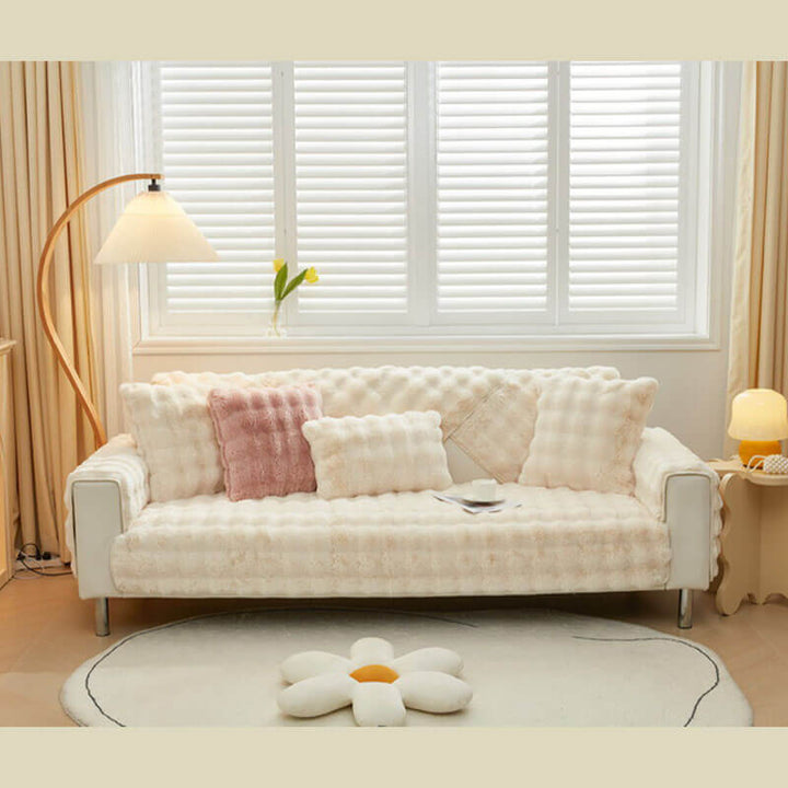 Koselig Plush Enfarget Rutsjefri Sofa Trekk for Komfort | Skanto