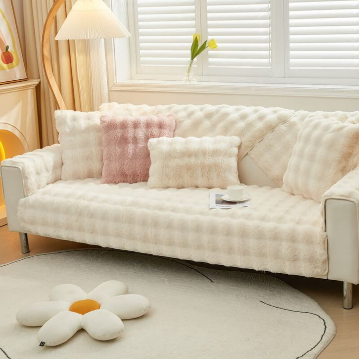 Koselig Plush Enfarget Rutsjefri Sofa Trekk for Komfort | Skanto