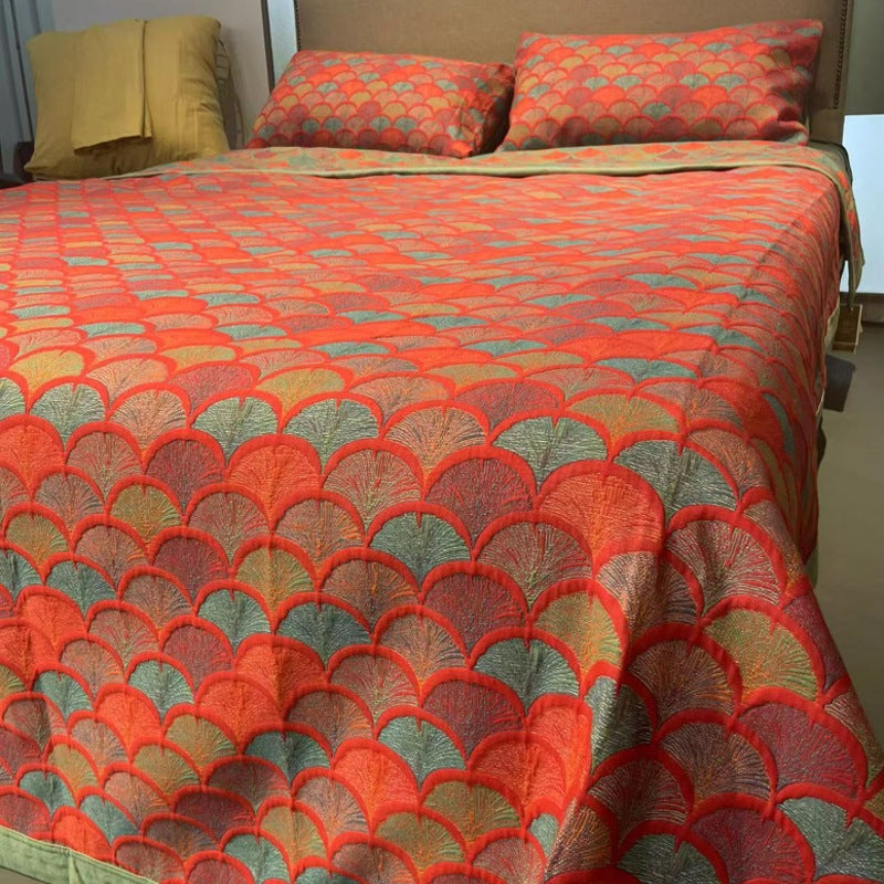 COTTON REVERSIBLE QUILTED BEDCOVER + Matchende Putetrekk - Alt-i-ett Sett Skanto