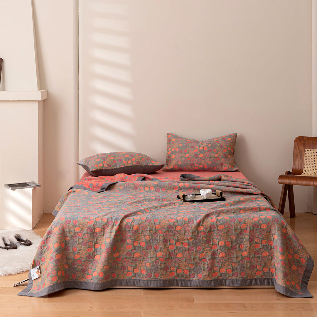 COTTON REVERSIBLE QUILTED BEDCOVER + Matchende Putetrekk - Alt-i-ett Sett Skanto