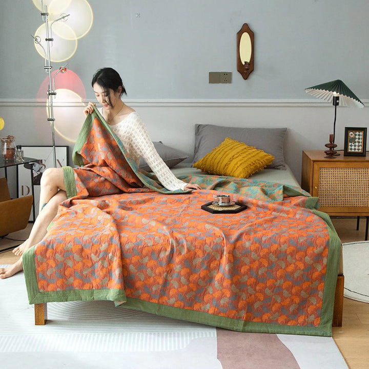 COTTON REVERSIBLE QUILTED BEDCOVER + Matchende Putetrekk - Alt-i-ett Sett Skanto
