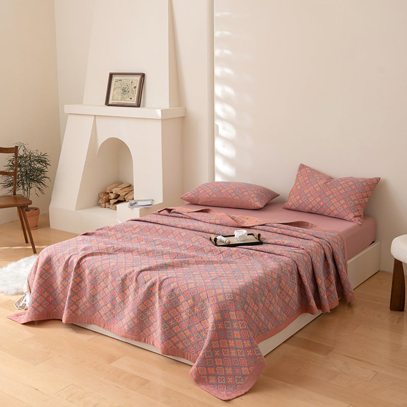 COTTON REVERSIBLE QUILTED BEDCOVER + Matchende Putetrekk - Alt-i-ett Sett Skanto