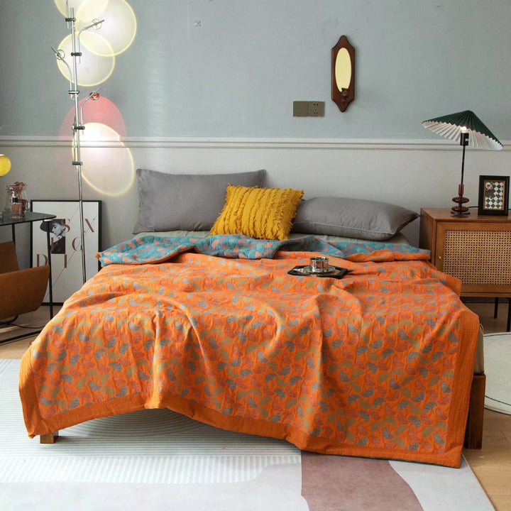 COTTON REVERSIBLE QUILTED BEDCOVER + Matchende Putetrekk - Alt-i-ett Sett Skanto