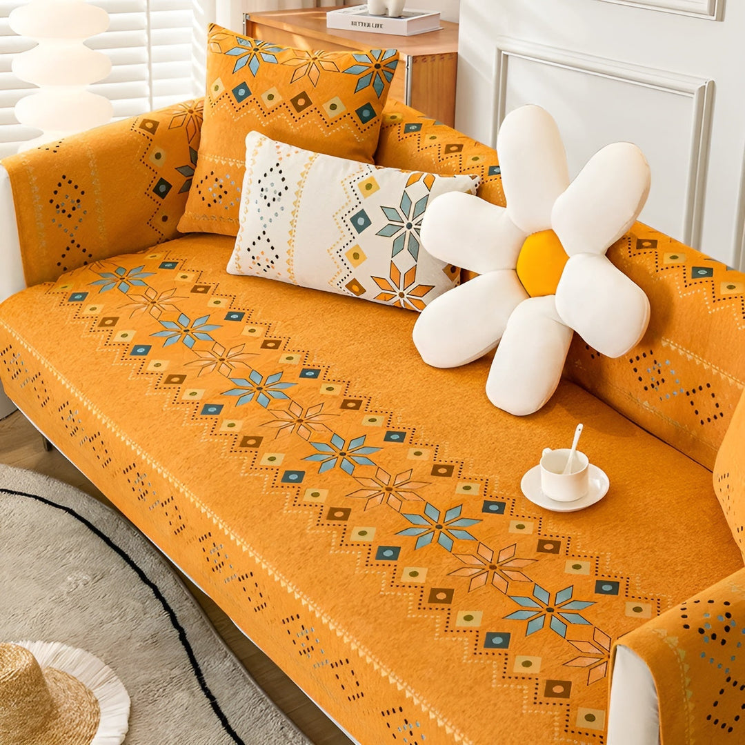 Boho Style Sofa Cover – Elastisk & Brukbar Hele Året | Beskytter og Gir Et Nytt Utseende | Skanto