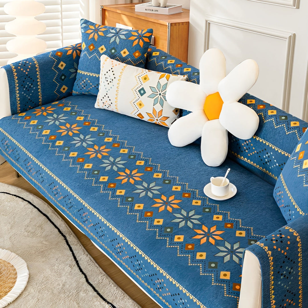 Boho Style Sofa Cover – Elastisk & Brukbar Hele Året | Beskytter og Gir Et Nytt Utseende | Skanto