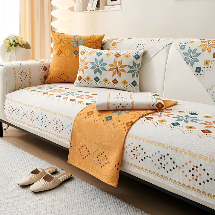 Boho Style Sofa Cover – Elastisk & Brukbar Hele Året | Beskytter og Gir Et Nytt Utseende | Skanto