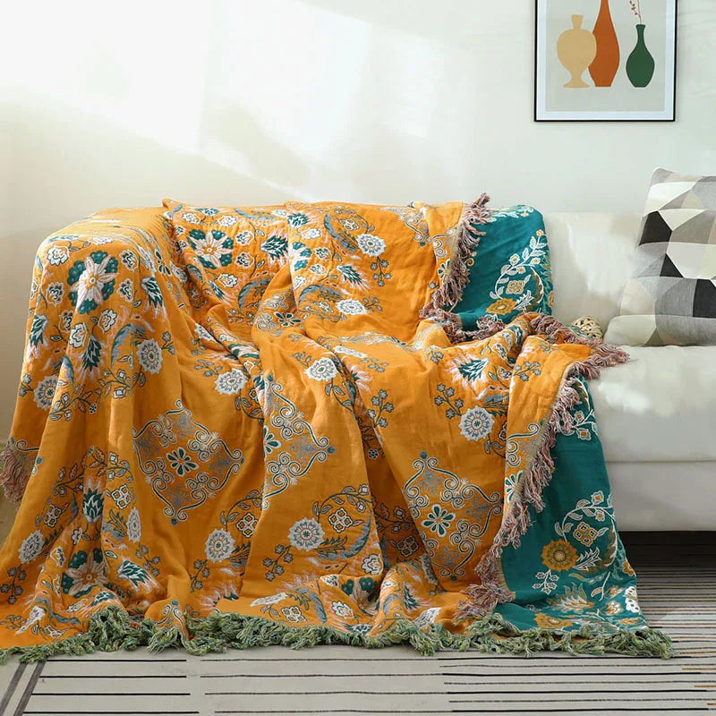 Skanto | Boho Jacquard Bomull Teppe Koselig Luksus Allsidig Komfort