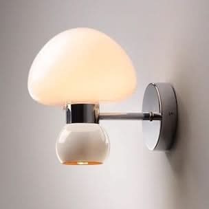 Skanto | Cream Colored Glass Mushroom Wall Lamp