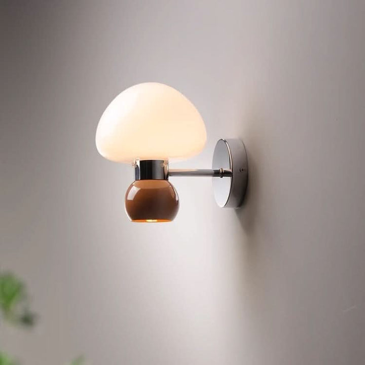 Skanto | Cream Colored Glass Mushroom Wall Lamp