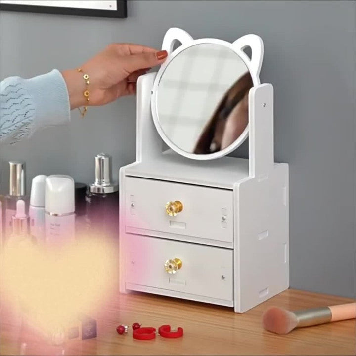 Skanto | MeowGlow - Kattøremakeupspeil med oppbevaring