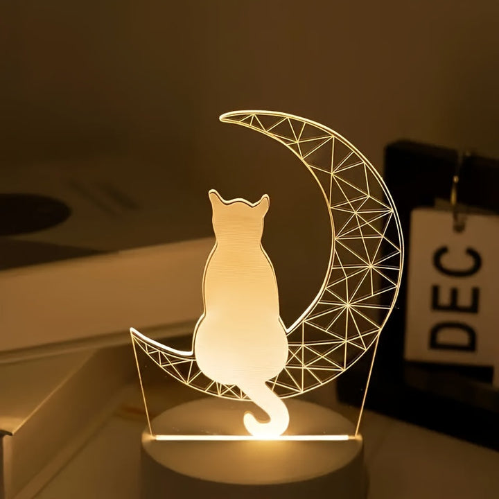 Skanto | LunaCat - 3D Nattlampe med Måne Design