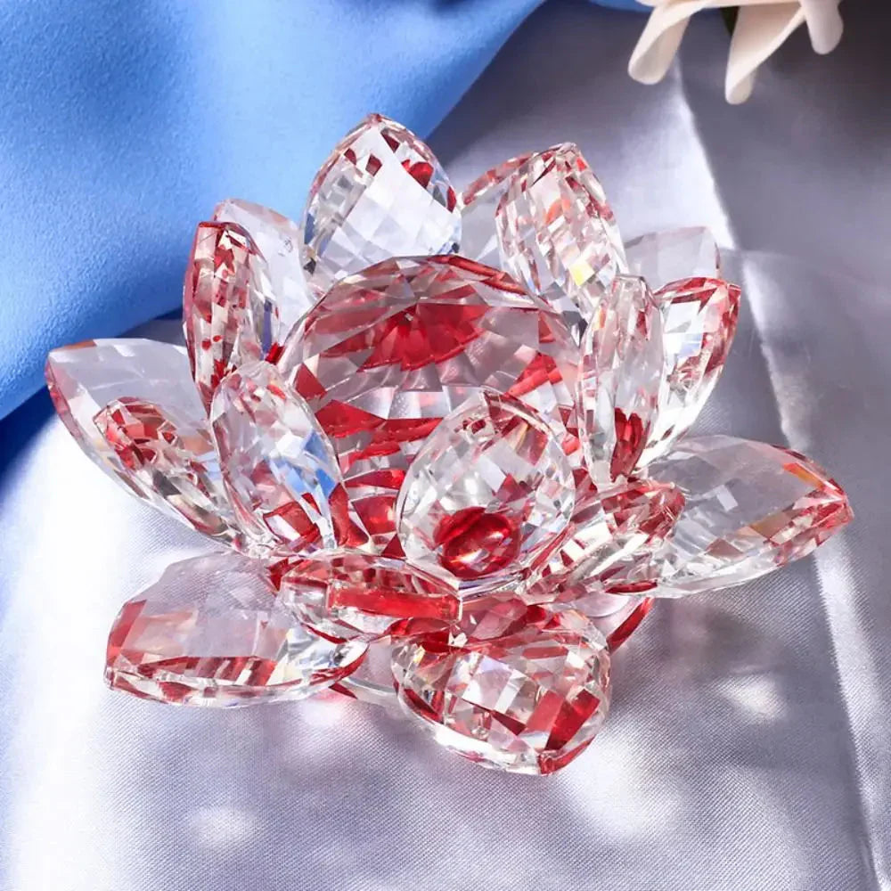 Skanto | Krystall Lotusblomst Figur Hjem Bryllupsdekorasjon Glasskunst Samling Papirvekt Kontorbord Smykker Souvenir Gaver