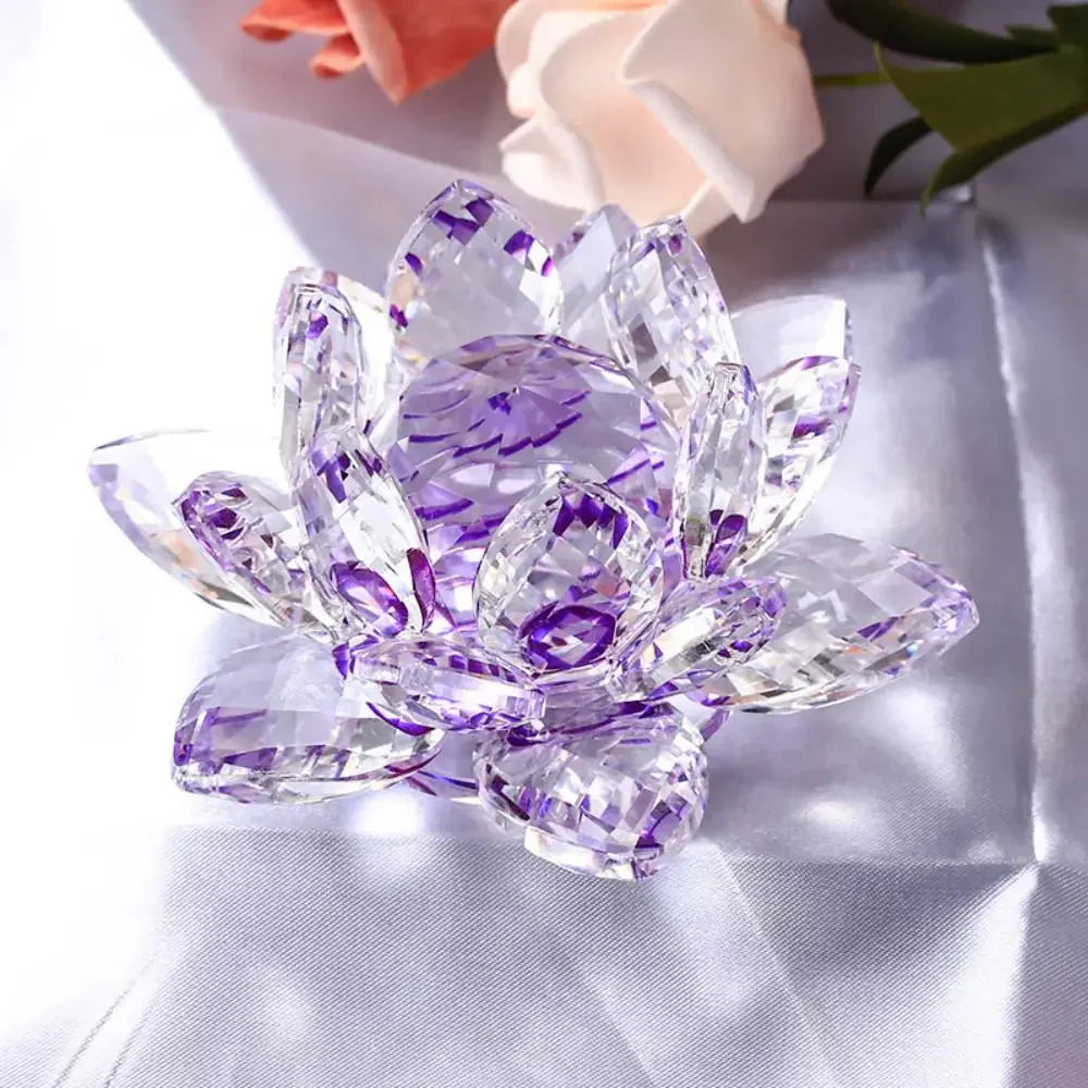 Skanto | Krystall Lotusblomst Figur Hjem Bryllupsdekorasjon Glasskunst Samling Papirvekt Kontorbord Smykker Souvenir Gaver