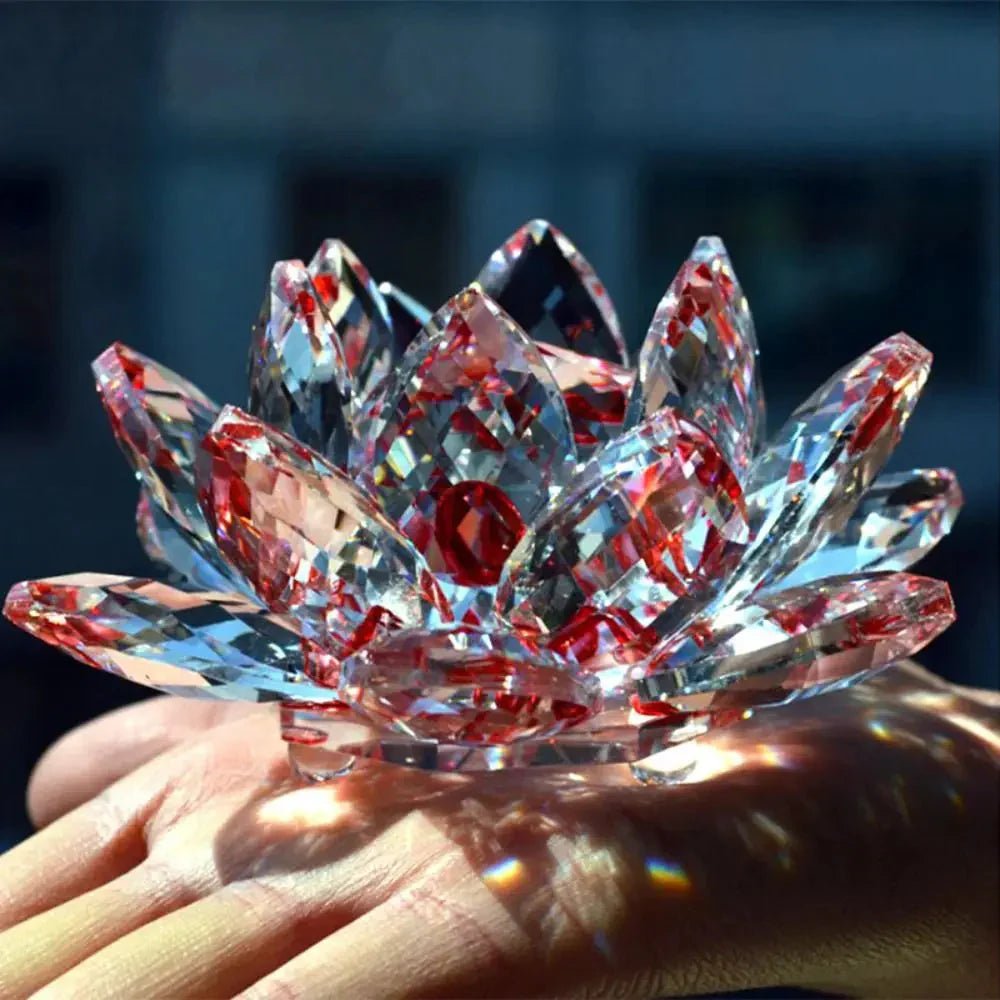 Skanto | Krystall Lotusblomst Figur Hjem Bryllupsdekorasjon Glasskunst Samling Papirvekt Kontorbord Smykker Souvenir Gaver