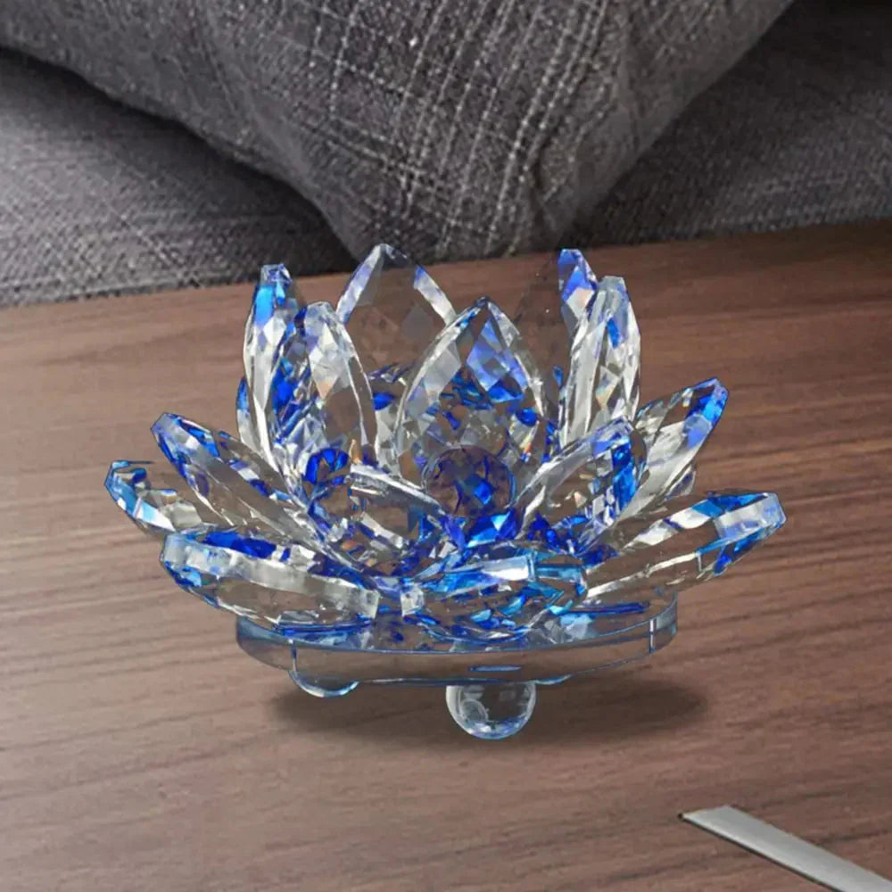 Skanto | Krystall Lotusblomst Figur Hjem Bryllupsdekorasjon Glasskunst Samling Papirvekt Kontorbord Smykker Souvenir Gaver