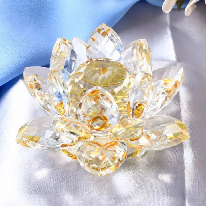 Skanto | Krystall Lotusblomst Figur Hjem Bryllupsdekorasjon Glasskunst Samling Papirvekt Kontorbord Smykker Souvenir Gaver
