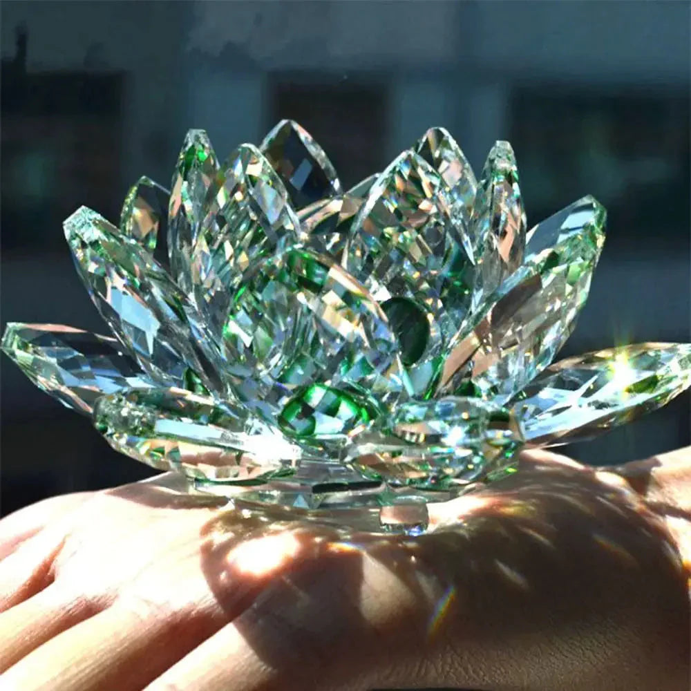 Skanto | Krystall Lotusblomst Figur Hjem Bryllupsdekorasjon Glasskunst Samling Papirvekt Kontorbord Smykker Souvenir Gaver