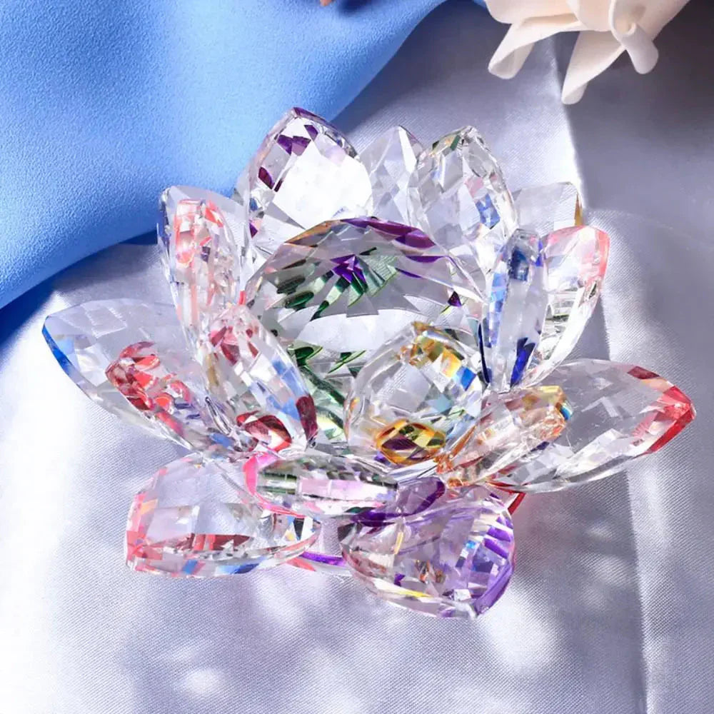 Skanto | Krystall Lotusblomst Figur Hjem Bryllupsdekorasjon Glasskunst Samling Papirvekt Kontorbord Smykker Souvenir Gaver