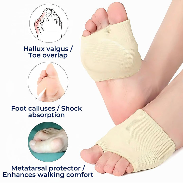 CushionFlex Fremre fotbeskyttelse | Silikon Gelpute - Absorberer støt på foten - Smertelindring - for Metatarsalgia - Daglig komfort Skanto