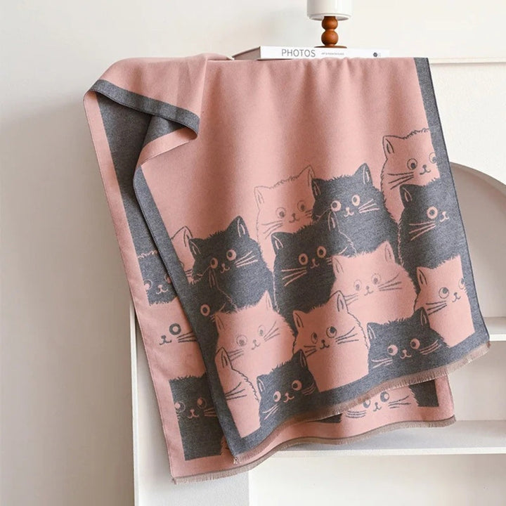 Skanto | Søt katt Jacquard vinter skjerf