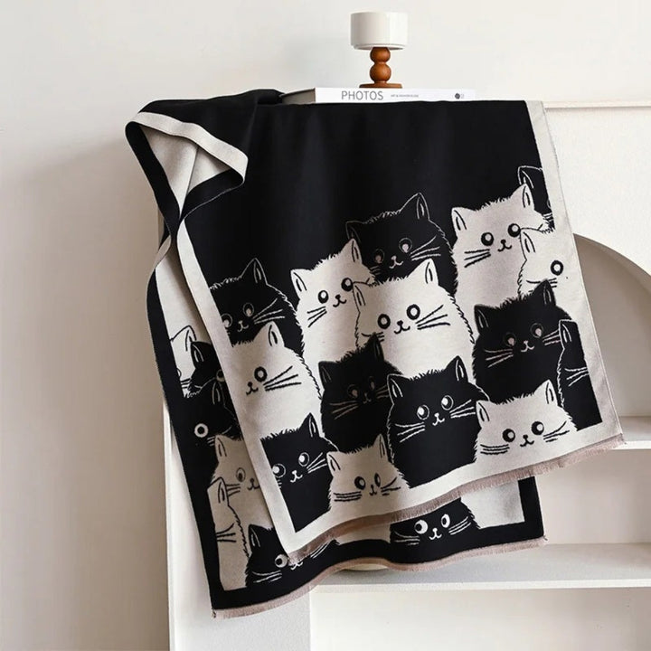 Skanto | Søt katt Jacquard vinter skjerf