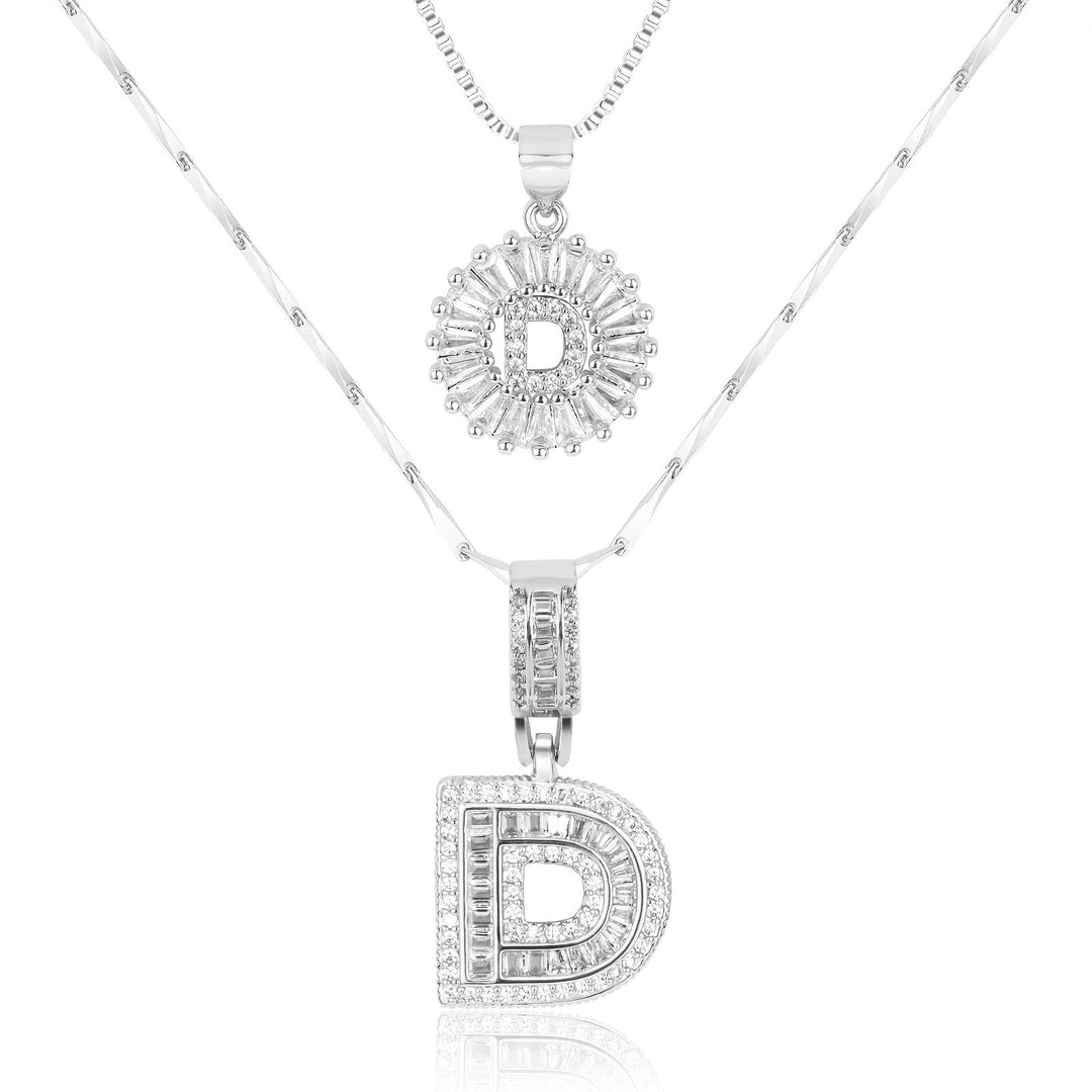 Skanto | 2pc 14k Diamant Bokstav Initial Halskjeder