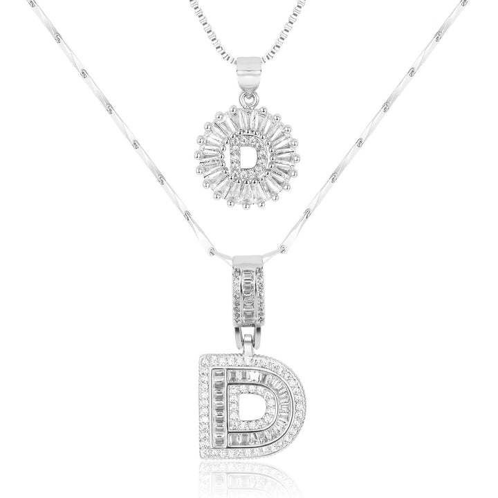 Skanto | 2pc 14k Diamant Bokstav Initial Halskjeder