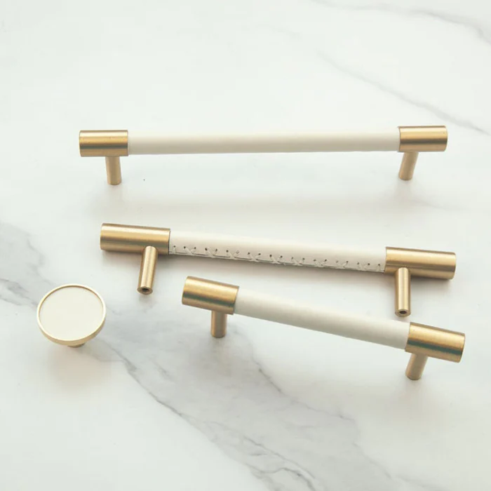 Norvo | Messing Solid Lær Håndlagde Kabinett Håndtak Skuffinnsatser