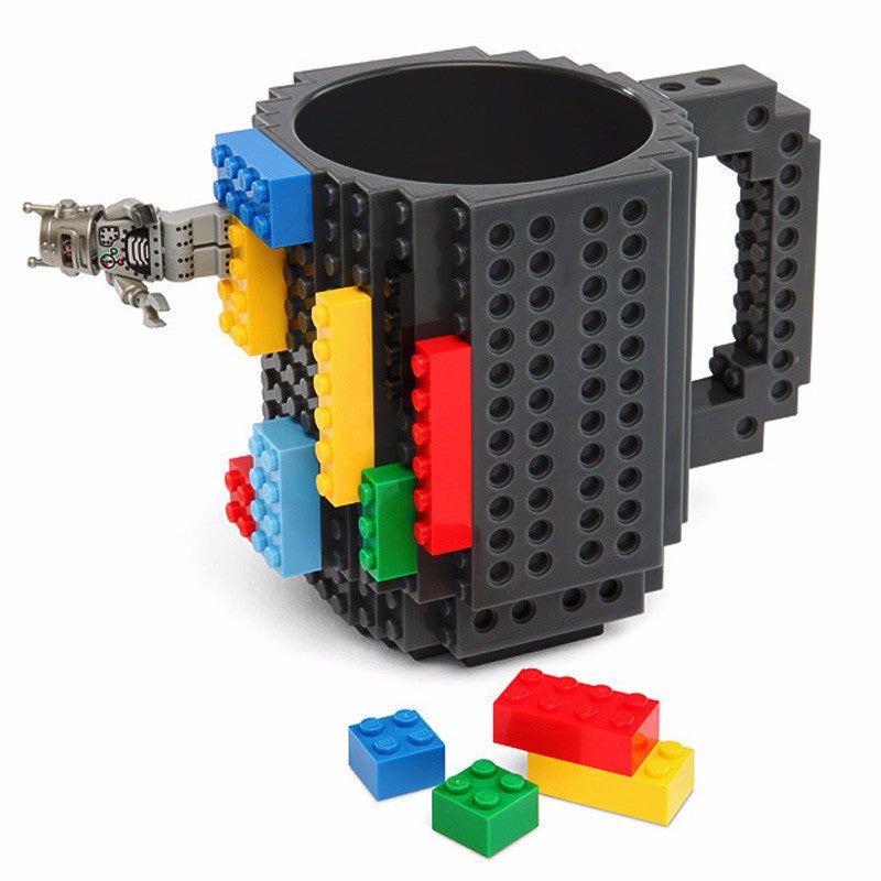 Norvo | 350ml Kreativ Lego Kaffe Kopper silikon rustfritt stål Reise Barn Voksen Bestikk Drikke Servise Sett for Barn