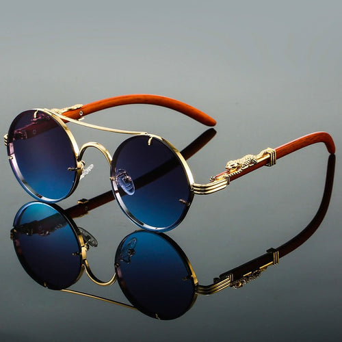 Skanto | Herre Oval Metall Retro Solbriller med UV-beskyttelse