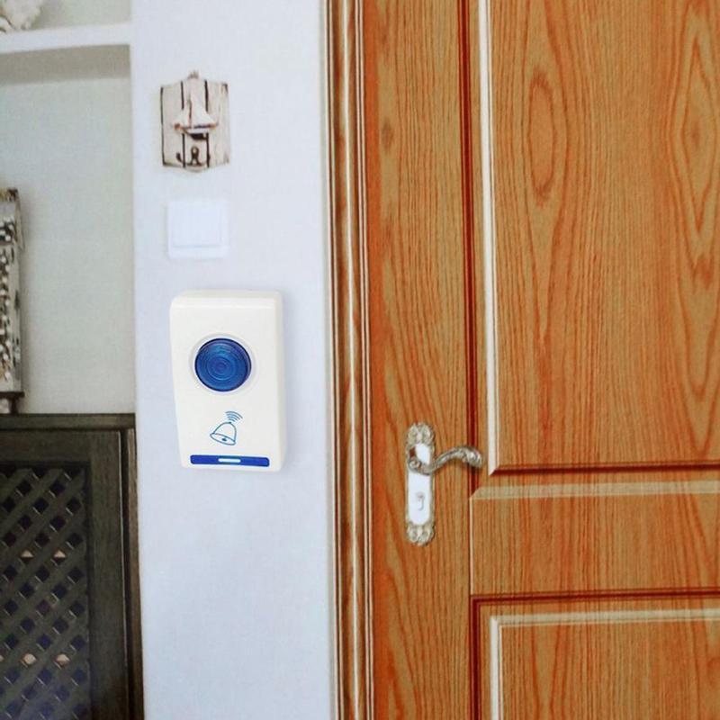 Skanto | DC3V LED Trådløs Klokkebjelle Batteridrevet 32 Melodier 1 Fjernkontroll 1 Trådløse Hjemmesikkerhet Smarte Klokkebjeller Hvit