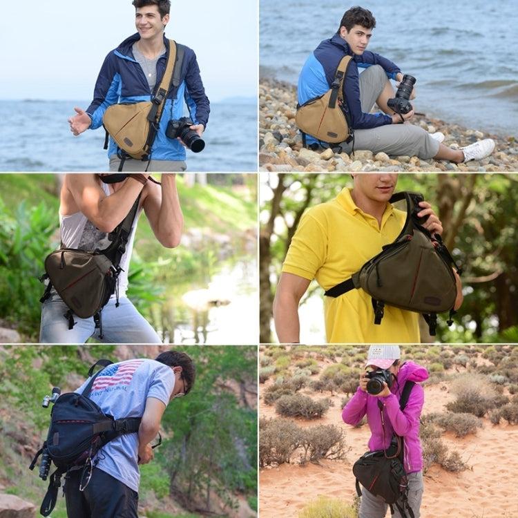 Norvo | CADEN Triangle Tscope Sling Shoulder Cross Digital Camera Bags Case Soft Bag with Rain Cover for Canon Nikon Sony K1, Størrelse: 36*31*15cm (Hærgrønn)