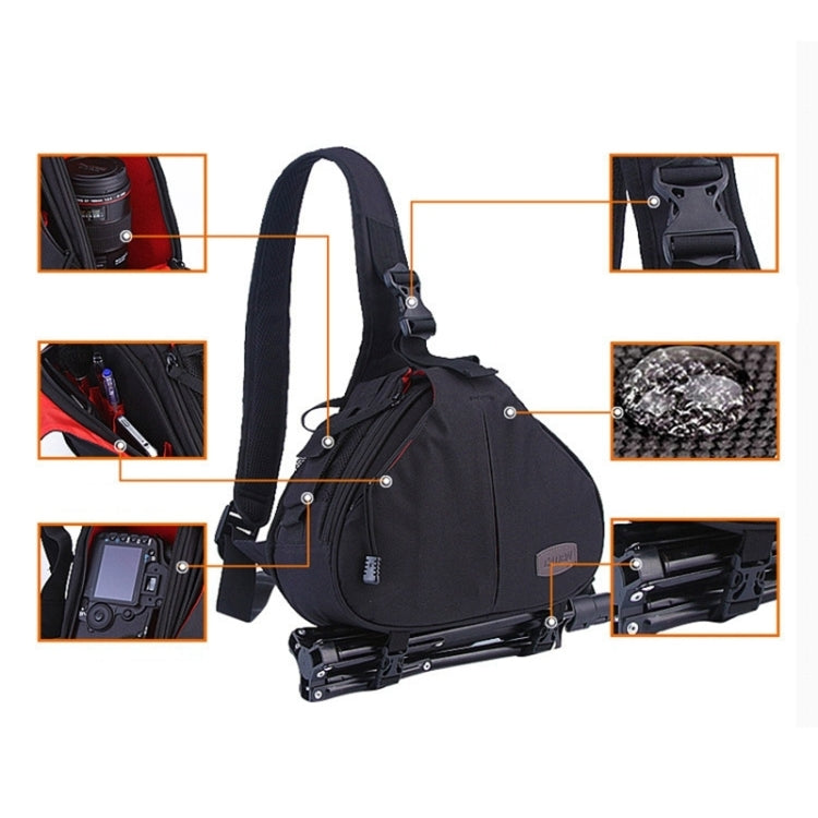 Skanto | CADEN Triangle Tscope Sling Shoulder Cross Digital Camera Bags Case Soft Bag with Rain Cover for Canon Nikon Sony K1, Størrelse: 36*31*15cm (Hærgrønn)