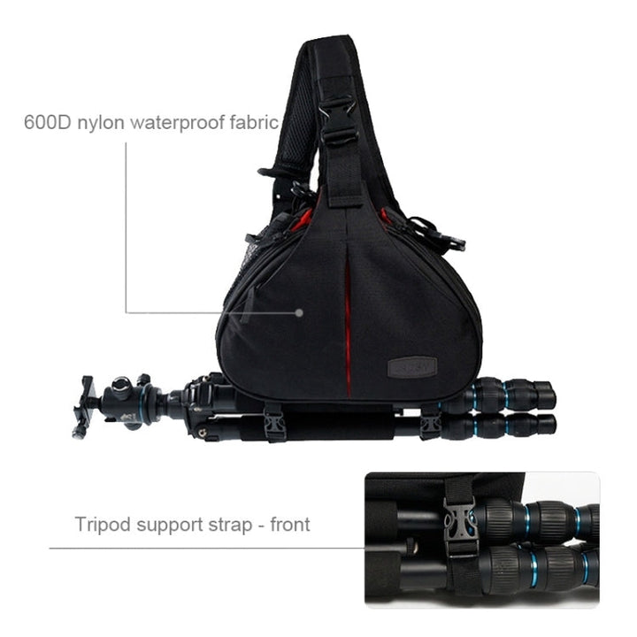 Skanto | CADEN Triangle Tscope Sling Shoulder Cross Digital Camera Bags Case Soft Bag with Rain Cover for Canon Nikon Sony K1, Størrelse: 36*31*15cm (Hærgrønn)