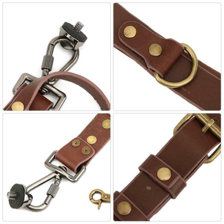 Skanto | Rask frigjøring anti-glid dobbel skulder lær harness kamera stropp med metall krok for SLR / DSLR-kameraer (Brun)