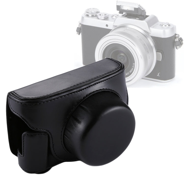 Skanto | Full Body Camera PU Læder Kamera Taske med Rem til Panasonic Lumix GF7 / GF8 / GF9 (12-32mm / 14-42mm Linse)(Sort)