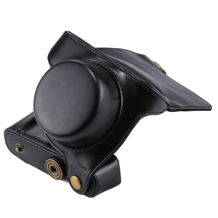 Skanto | Full Body Camera PU Læder Kamera Taske med Rem til Panasonic Lumix GF7 / GF8 / GF9 (12-32mm / 14-42mm Linse)(Sort)