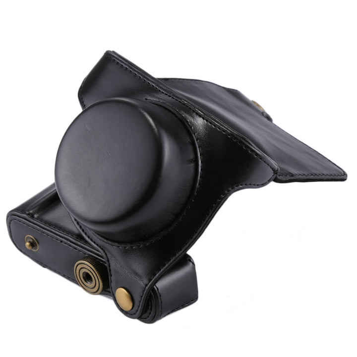 Skanto | Full Body Camera PU Læder Kamera Taske med Rem til Panasonic Lumix GF7 / GF8 / GF9 (12-32mm / 14-42mm Linse)(Sort)