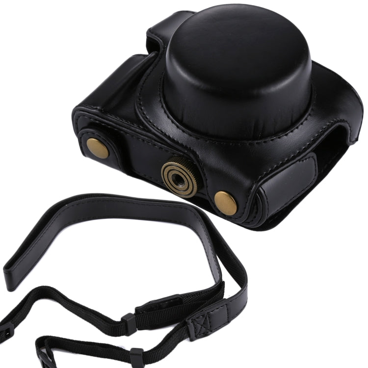 Skanto | Full Body Camera PU Læder Kamera Taske med Rem til Panasonic Lumix GF7 / GF8 / GF9 (12-32mm / 14-42mm Linse)(Sort)