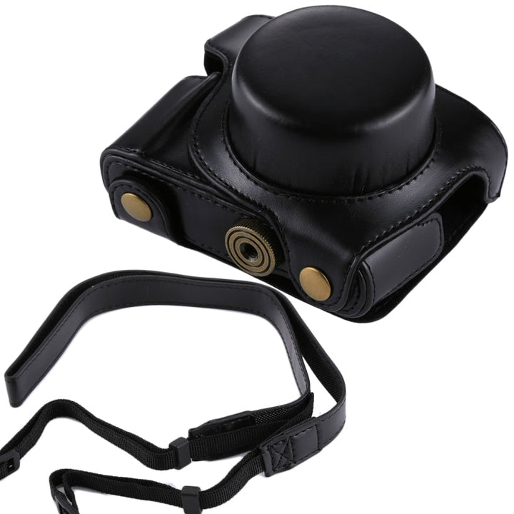 Skanto | Full Body Camera PU Læder Kamera Taske med Rem til Panasonic Lumix GF7 / GF8 / GF9 (12-32mm / 14-42mm Linse)(Sort)