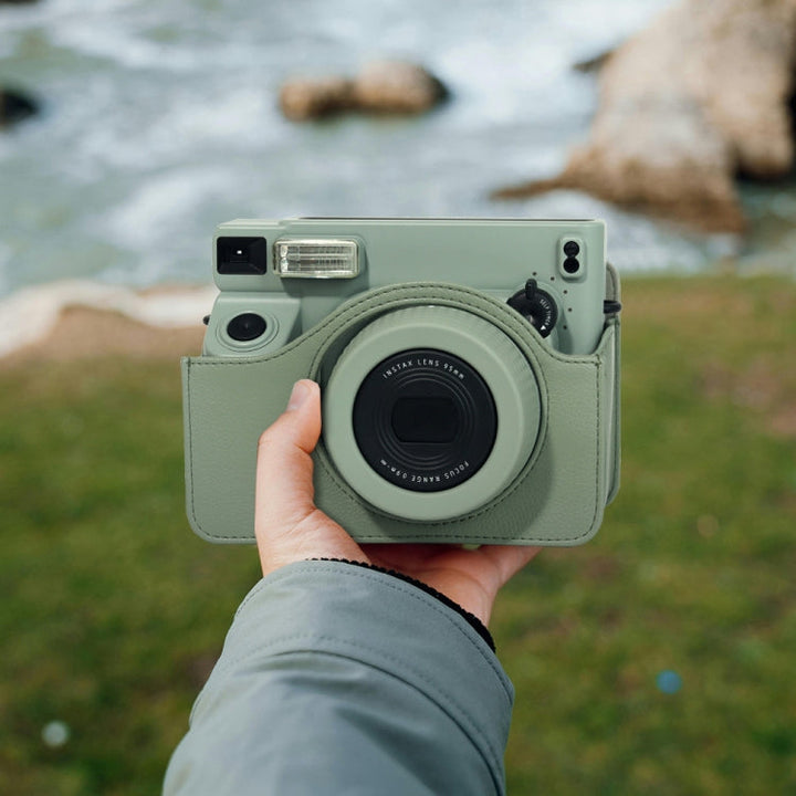 Skanto | For FUJIFILM Instax WIDE 400 Helkropp Skinnveske med Skulderreim (Grønn)