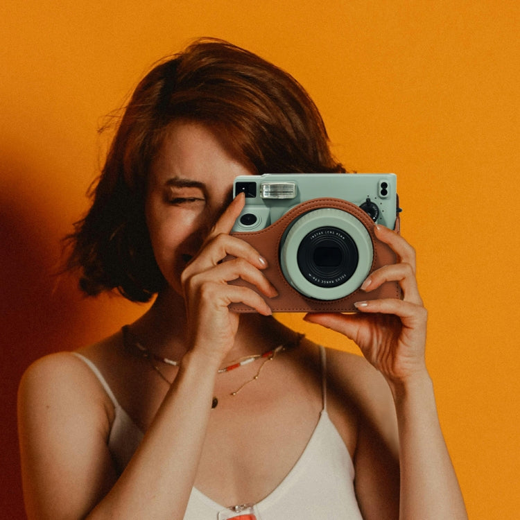 Skanto | For FUJIFILM Instax WIDE 400 Helkropp Skinnveske med Skulderreim (Grønn)