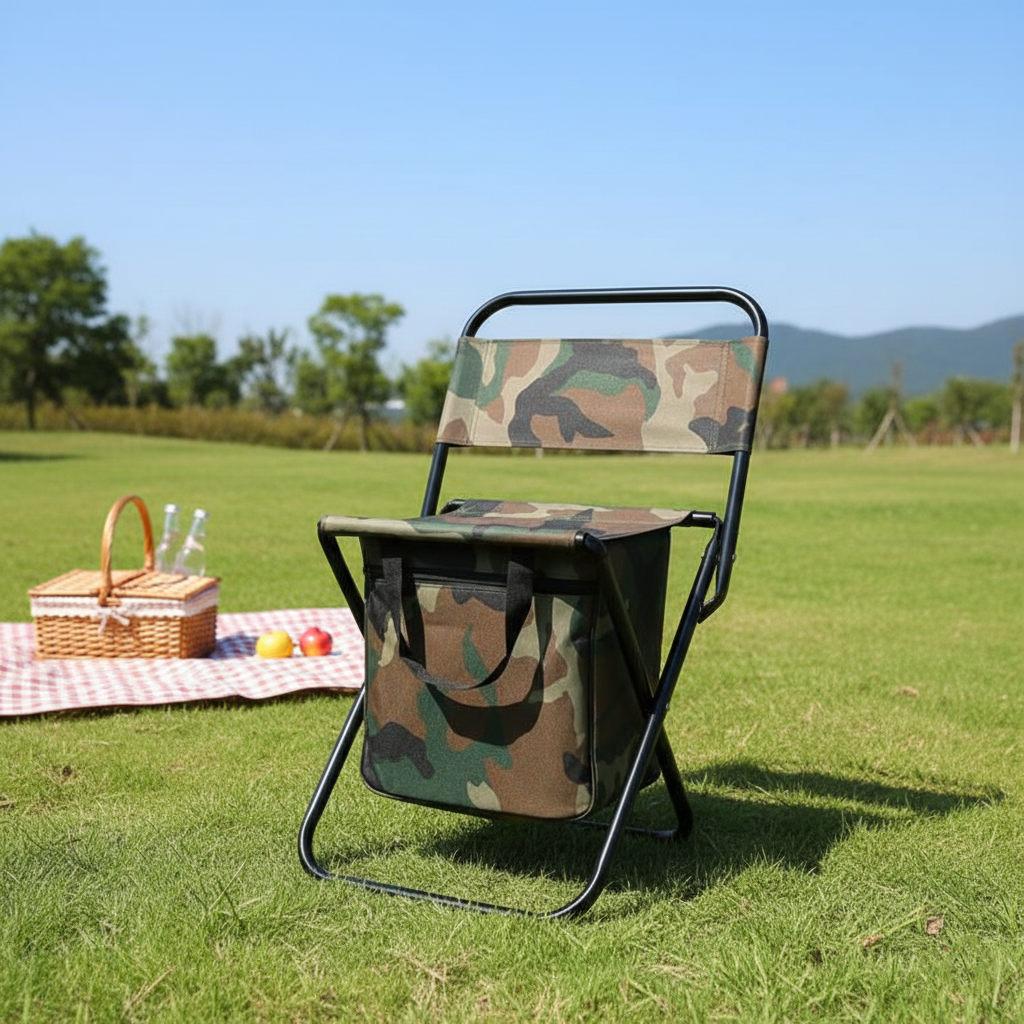 Moderne industrielle rektangulære Oxford-stoff stålpipe sammenleggbare camping stol ryggstøtte uten armer for hage og utendørs terrasse | Skanto