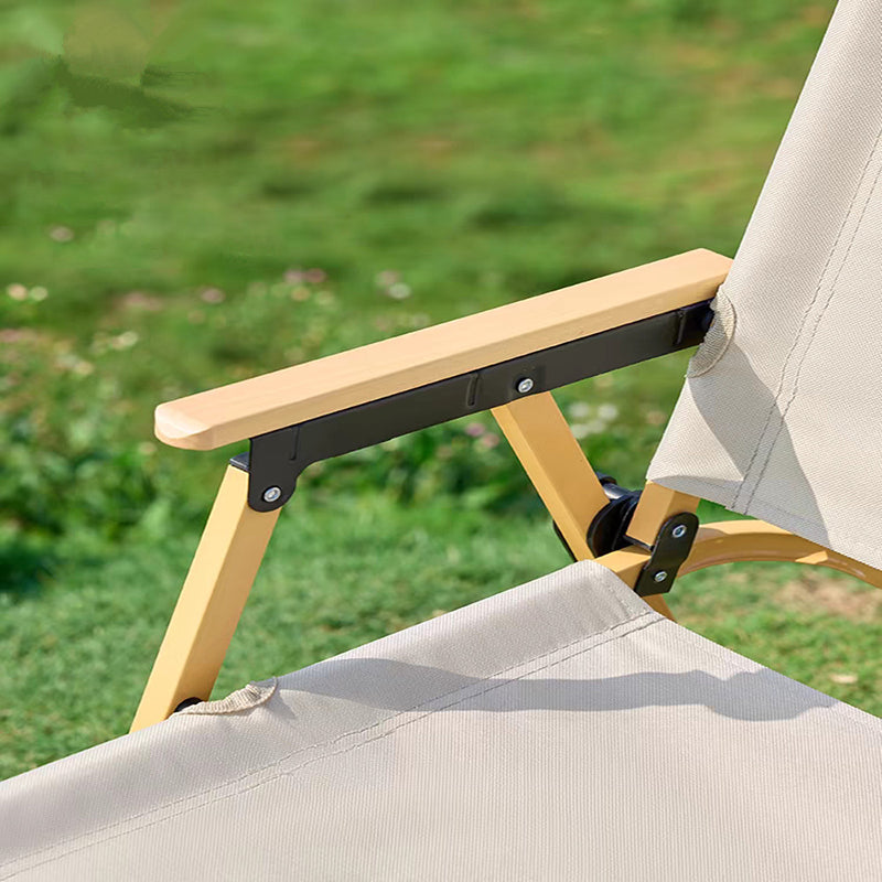 Moderne Minimalistisk Rektangel Bøk Tre Karbon Stål Oxford Stoff Utendørs Sammenleggbar Camping Stol Ryggstøtte Armlene For Hage | Skanto