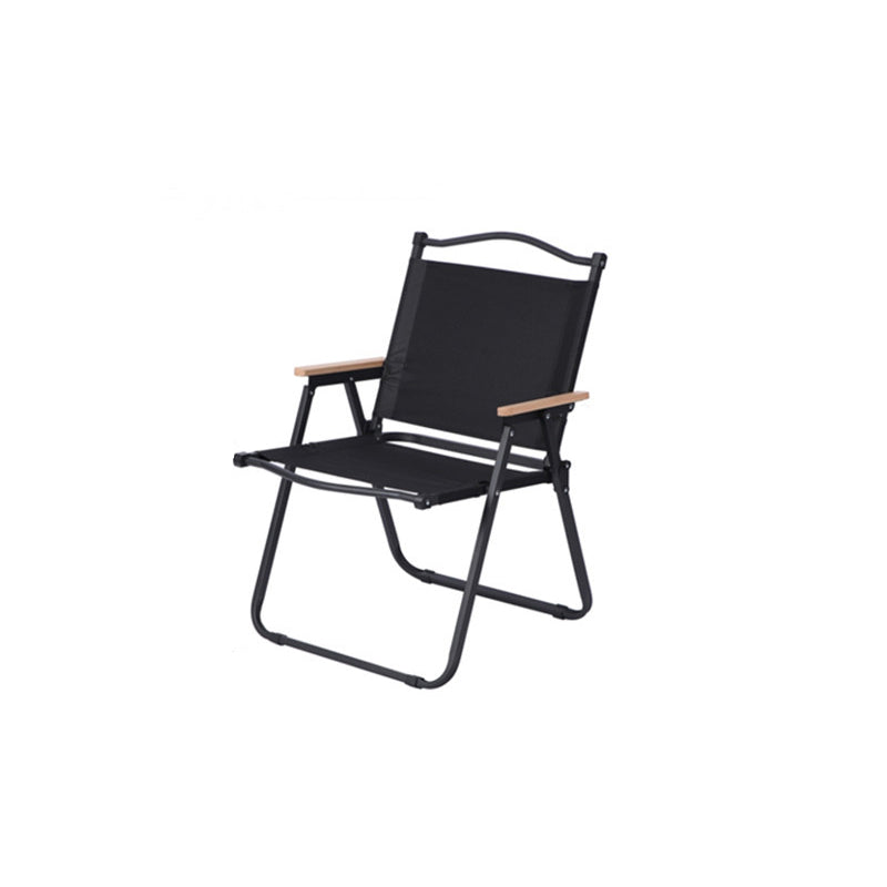 Moderne Minimalistisk Rektangel Bøk Tre Karbon Stål Oxford Stoff Utendørs Sammenleggbar Camping Stol Ryggstøtte Armlene For Hage | Skanto