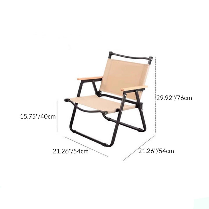 Moderne Minimalistisk Rektangel Bøk Tre Karbon Stål Oxford Stoff Utendørs Sammenleggbar Camping Stol Ryggstøtte Armlene For Hage | Skanto