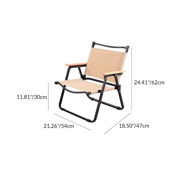 Moderne Minimalistisk Rektangel Bøk Tre Karbon Stål Oxford Stoff Utendørs Sammenleggbar Camping Stol Ryggstøtte Armlene For Hage | Skanto