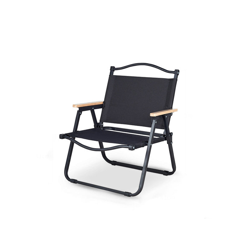 Rektangulær, sammenleggbar og bærbar campingstol laget av karbonstål, aluminiumslegering, bøketre, Oxford-stoff og PET med avtakbar rygg og armlener for hagen
